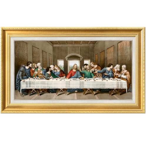 DECORARTS The Last Supper Wall Art with Liner, Royal Gold Framed, 35x21''