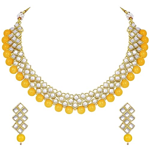 Image of Peora Kundan Faux Pearl Necklace & Jewelry Set Gift for Women