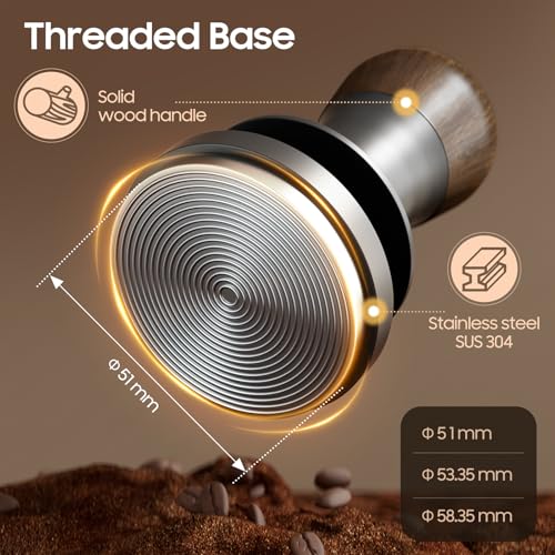 Image of MHW-3BOMBER 51mm Espresso Tamper - 3 Spring Loaded Coffee Tamper with 15lb / 30lbs Replacement Springs - Barista Calibrated Tamper with Sound Feedback - Compatible with 51mm Portafilter T6174T-OS