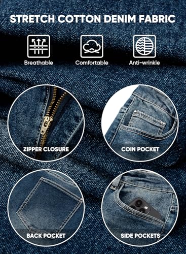 Image of JMIERR Men's Baggy Y2K Jeans Stretch Loose Fit Wide Leg Denim Pants | 5 Pockets, Oversized Casual Trousers, Vintage Relaxed wash, Breathable Cotton Blend,Hip Hop, Skater Streetwear, All-Season