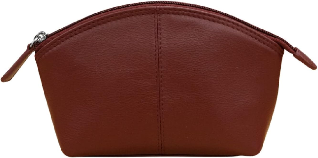 ili New York Genuine Leather Cosmetic Pouch – RFID Blocking, Leather Makeup Bag for Purse with Top Zip Closure & Interior Zip Pocket, Perfect as a Compact and Stylish Travel Cosmetic Bag