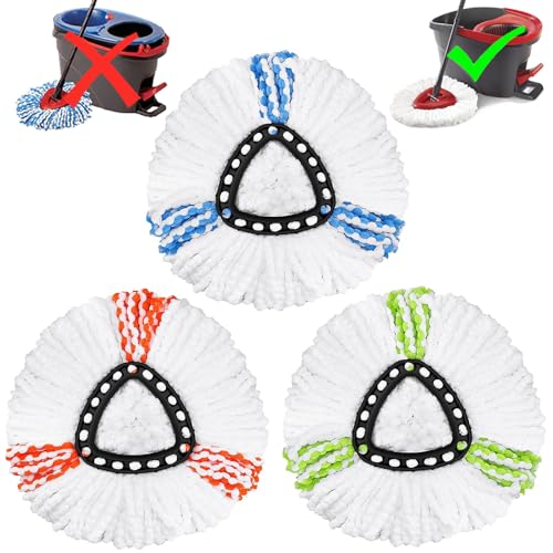 3 Pack Mop Replacement Heads Compatible with Spin Mop, Microfiber Spin Mop Refills, Easy Cleaning Mop Head Replacement