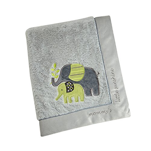 Image of Koala Baby Super Soft Cuddle Plush Baby Blanket, Grey Elephant Mommy's Little Sunshine, Grey/Charcoal/Green