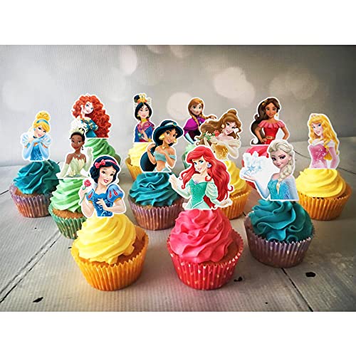 Princess And Prince Cupcake Toppers Birthday Cake Decorations Party Supplies Decor, 25 Counts #TOP2