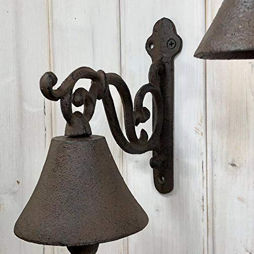 TOFOAN Antique Decorative Doorbell-Indoor Outdoor Manually Shaking Wall Mounted Medieval Rustic Door Bell-Garden Home Birds,Horse,Goose,Vine Cast Iron Bells-Decoration Bells (Vine Decorative Bell)