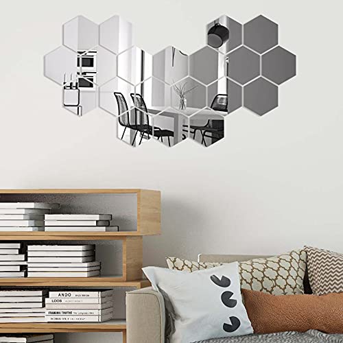Moochy 24 peças adesivos de parede com espelho hexagonal adesivos de parede removíveis Espelho decor
