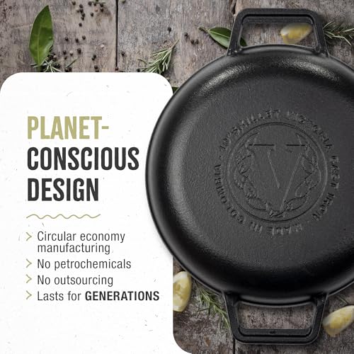 Image of Victoria Cast Iron Round Grill Pan with Double Loop Handles, Made in Colombia, 10 Inches