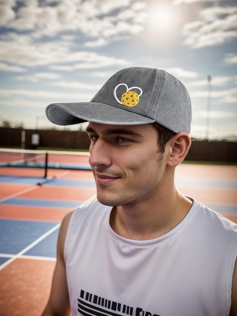 Pickleball Hat with Gift Box, Pickleball Gifts for Women Men, Adjustable Embroidered Heart Baseball Cap - Image 3
