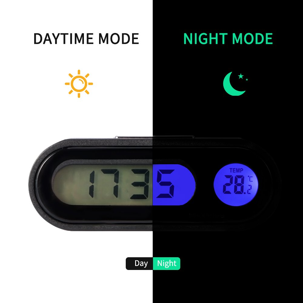 2 en 1 en modo Auto Digital Clock Vehículos Medidor de temperatura con retroiluminación LED universal para coches