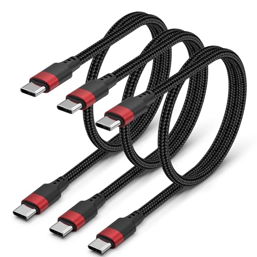 Vienceen 2ft Type C Cable USB C Cable 2 Feet 3-Pack Braided Short Type C to C Fast Charging Cord for iPhone 17 Air/16 Pro/15 Plus Galaxy S24/Z Flip 6 Pixel 8