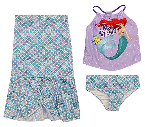 Toddler and Big Girl Authentic Character Rash Guard and Swimsuit Set UPF 50