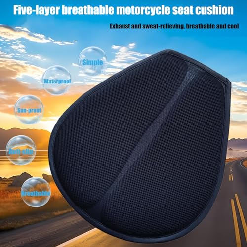 Cojín de asiento 3D para motocicleta transpirable con base anti-slip para viajes y oficina 7