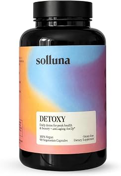 Detoxy by Solluna Oxygenated Magnesium Oxide Colon Cleanse with Asc2P Natural, Non-Laxative Detox for Bloating & Digestive Health Kimberly Snyder 90CT Vegan & Non-GMO