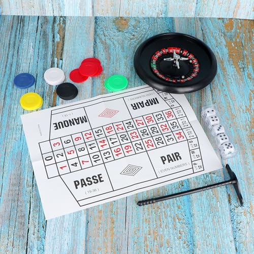 Xelue FF Roulette Wheel Game Set Include 6\" Roulette Wheel with Playing Mat, Cards/Chips, and Rake, Poker, Dice