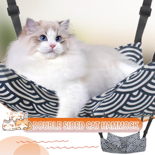 1 Packung Katzenhängematte, Katzenhängematte mit verstellbaren Riemen, Kleintier-Hängematte, atmungsaktive Katzenhängematte für kleine Haustiere, 57 x 47 cm, groß