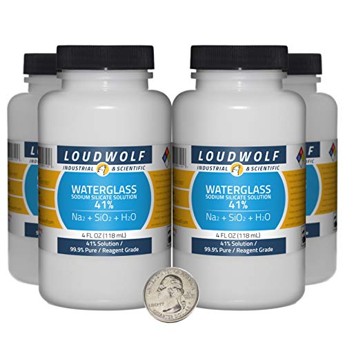 Sodium Silicate / 32 Fluid Ounces / 4 Bottles / 99.9% Pure Reagent Grade / 41% Solution