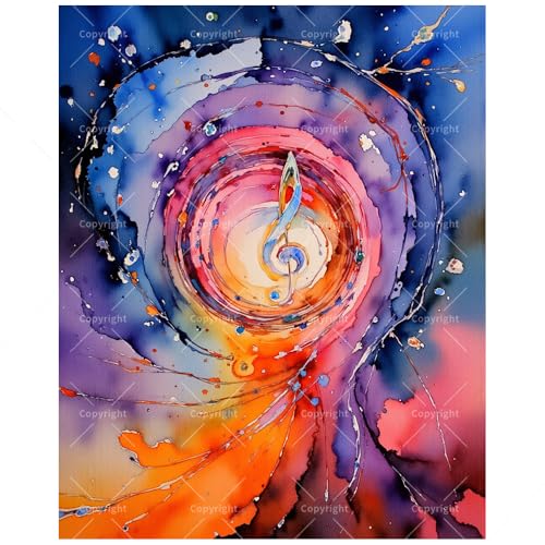 TAOPAOLAB Music Paint by Numbers Kit for Adults - DIY Colorful Music Vortex with Treble Clef Painting on Canvas 16x20In, Acrylic Paint Set for Beginners, Abstract Melody Art for Home Decoration/Gifts