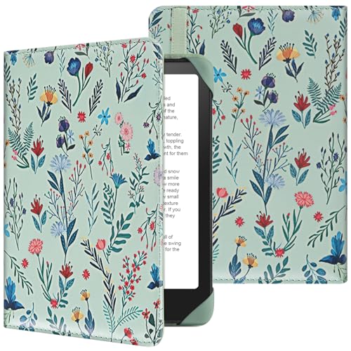 HoYiXi Universal Case for 6.8 Inch 7 Inch Kindle eReaders Compatible with Paperwhite/Kobo/BOOX T68/iReader Ocean,6.8-7" eReaders Protective Case Cover Elastic Rope,White Flowers