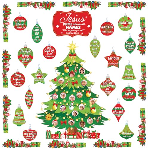 Christmas Bulletin Board Decorations Nativity Bulletin Board Set Names of Jesus Boards Religious Bulletins Boards Cutouts DIY Photo Winter Holiday Christmas Classroom Decoration for School Decor