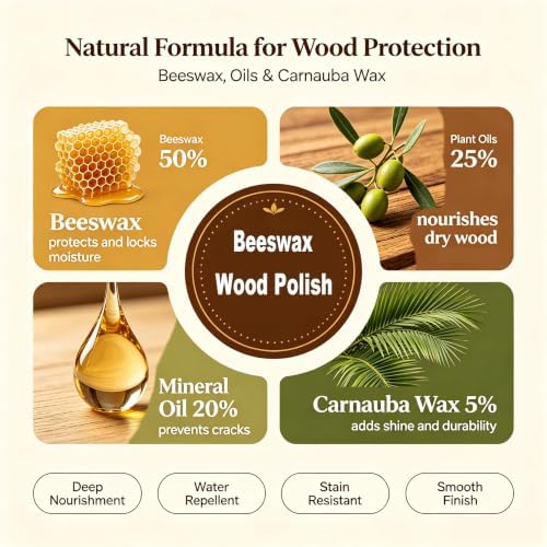 YIJINKING Beeswax Wood Polish, Premium Wood Conditioner, Multipurpose Wood Cleaner & Wood Protector for Furniture, Floors, Cabinets, Tables, Restores Shine & Prevents Cracking, 7.05 Oz — view 7