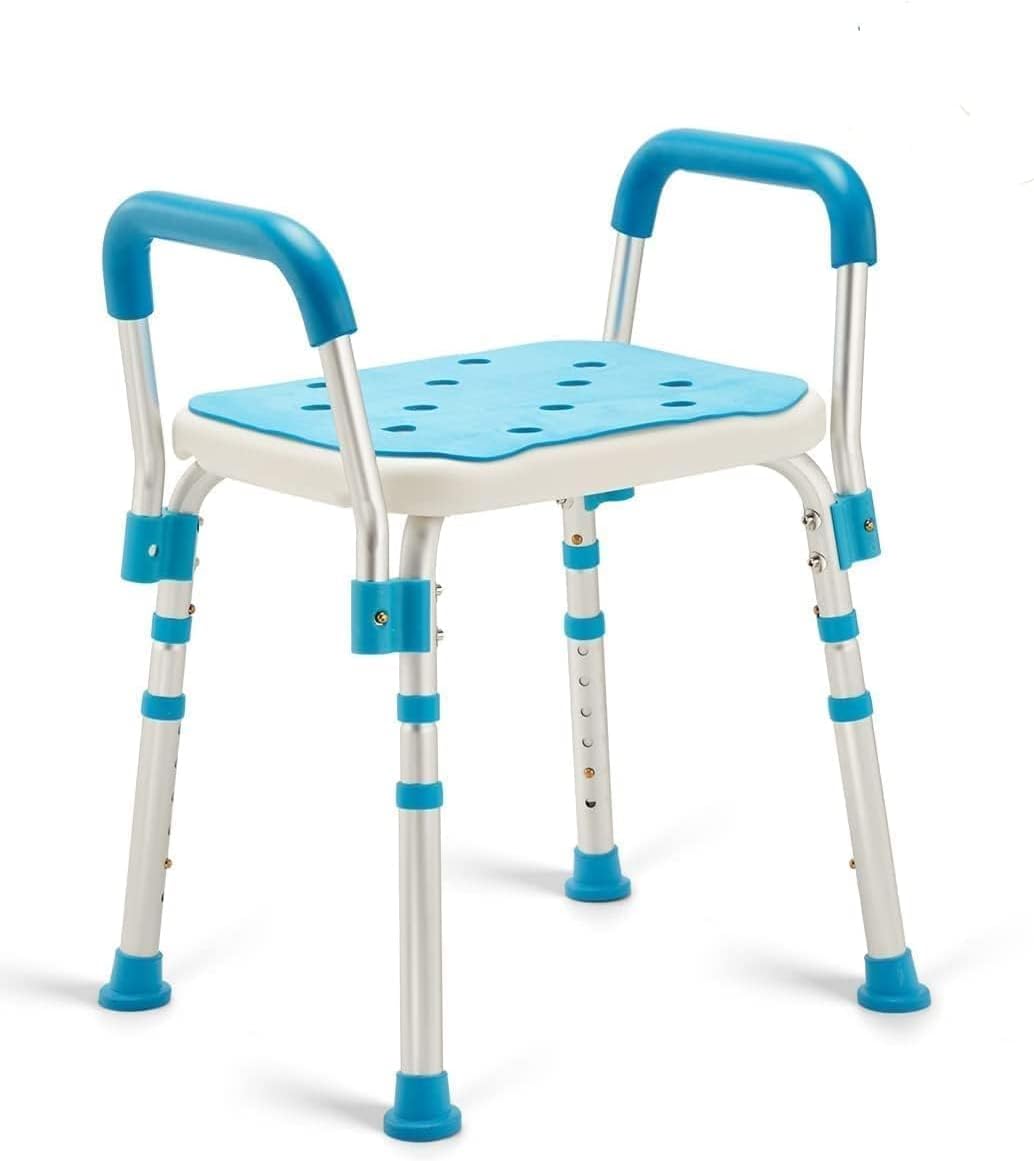 Health Line Massage Products Shower Chair Bath Seat for Seniors, Shower Stool with Removable Arms for Handicap, Disabled & Elderly – Adjustable Shower Bench for Tubs (FSA or HSA Eligible) B099WKST5D