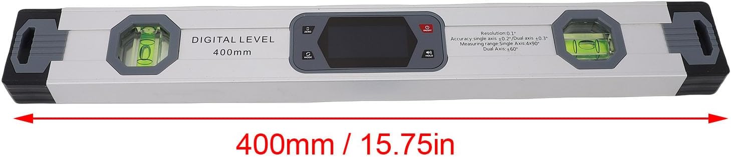 Garosa Digital Level Ruler, Aluminum Alloy 400mm Angle Finder with Clear Digital Display and Magnet Base for Precise Angle and Slope Measurement