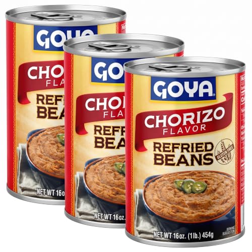 Goya Refried Pinto Beans With Chorizo, 16 Oz Can (Pack of 3)