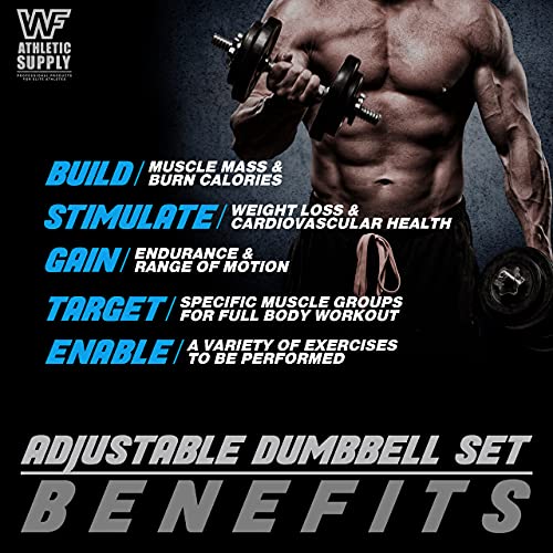 Wf Athletic Supply Adjustable Dumbbells, Home Workout Equipment For Weight Lifting & Strength Training, Size Options Available 20Lb, 25Lb, 30Lb, 52.5Lb & 100Lb #TOP7