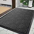 Yimobra Door Mat Outdoor Entrance, Heavy Duty Sturdy Front Welcome matt for Outside Home Entry, Back Patio Floor Porch Garage Office, Low Profile, Easy Clean, Waterproof, 29.5 x 17, Black