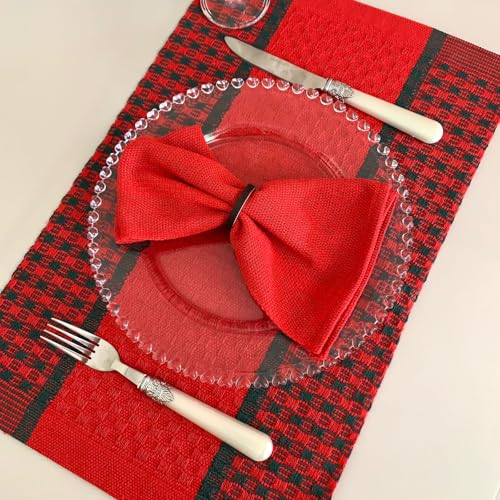 Kit Jogo Americano 6 Lugares Especial De Natal Para Mesa Posta De Luxo 100% Algodão Tear Mineiro