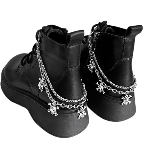 2PCS Crystal Rhinestone Boot Chain Jewelry Y2K Fashion Shoe Accessories Elegant Shoelace Charm for Shoes DIY Accessories (Skull)