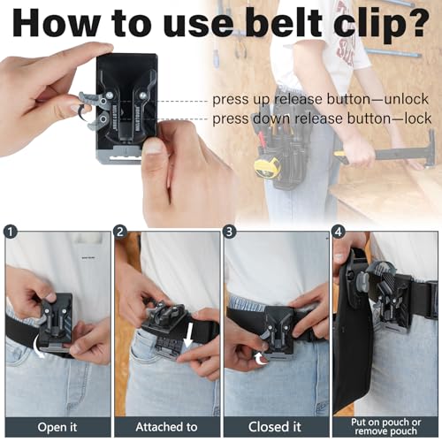 Image of MELOTOUGH Pocket Tool Belt Pouch-Small Tool Pouch with Quick Release Belt Clip,Clip on Larger Pockets & Loop, Clip on-Tool Holder Accessory