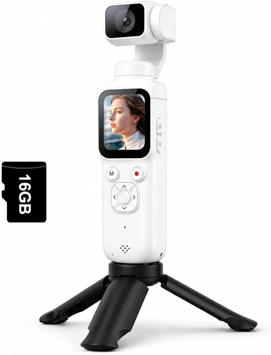 4K Vlogging Camera, Pocket Digital Camera, 330° Rotating Lens