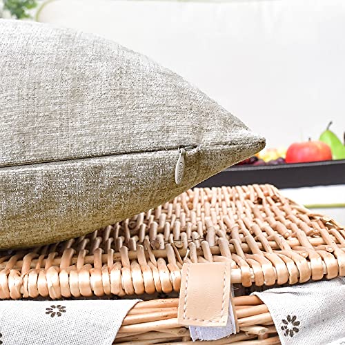 Calitime Pack Of 2 Cozy Throw Pillow Covers Cases For Couch Sofa Home Decoration Solid Dyed Soft Chenille 18 X 18 Inches Light Taupe #TOP5