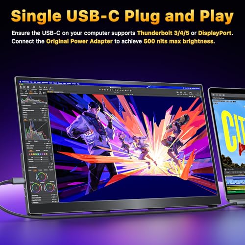 Image of cocopar Portable Monitor 18.5 Inch 2K QHD 120Hz 120% sRGB Travel Monitor with Speaker HDMI USB-C Second Screen for Laptop MacBook Surface PC Xbox PS4 /5, VESA Mountable, with Kickstand