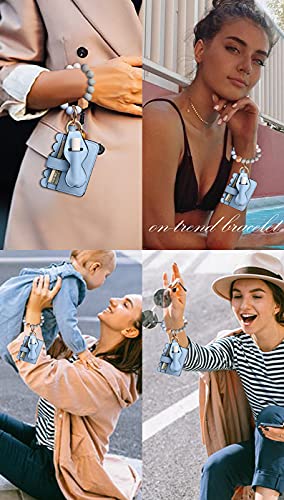 Bvga Wristlet Keychain Bracelet Wallet, Silicone Bead Keyring Bangle For Women (Light Blue) #TOP1