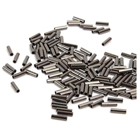 JSHANMEI 100pcs Fishing Crimp Sleeves Single Barrel Crimp Sleeves Brass Copper Crimping Sleeve Tubes Fishing Line Connector Fishing Wire Leader Rigs Rigging Tackle Cover