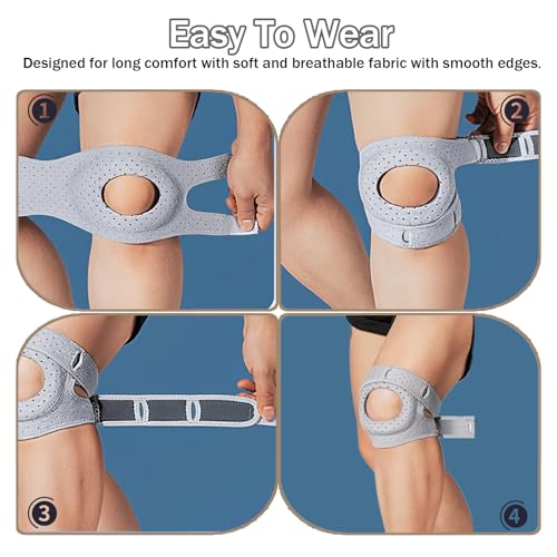 Uoxmiy 2 Pack Knee Strap with 2 Pack Wrist Supports, Adjustable Patella Tendon Knee Strap, Patella Knee Support for a Variety of Fitness Activities (Gray) - Image 5