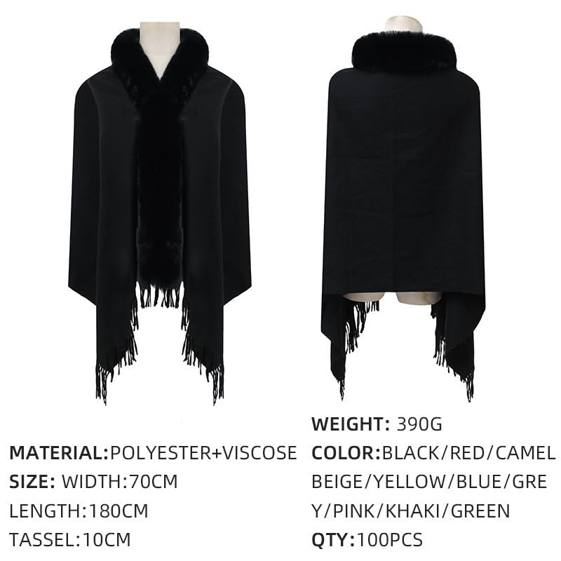 Women's Large Faux Fur Pashmina Shawl Wrap Stole Evening Dresses Cape Classic Cashmere Feel Scarf4