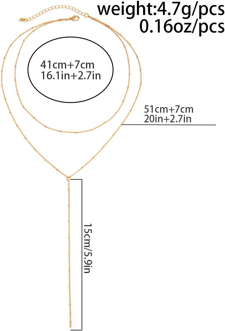 Gold Necklace for Women Long Necklace 14k Gold Plated/Silver Y-Shaped Necklace - Image 7