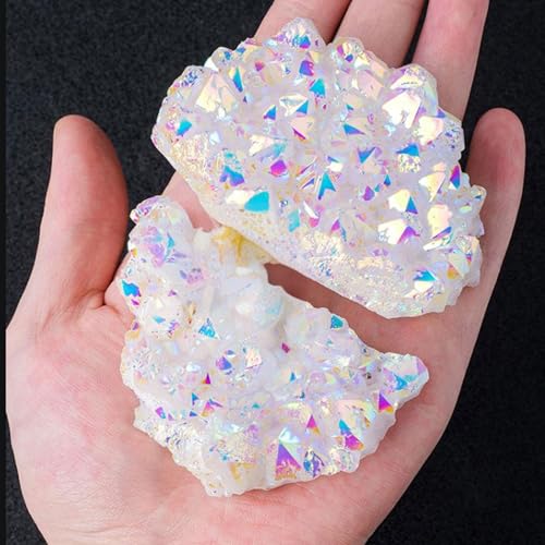 Amas de quartz blanc irisé pour décoration de salon moderne