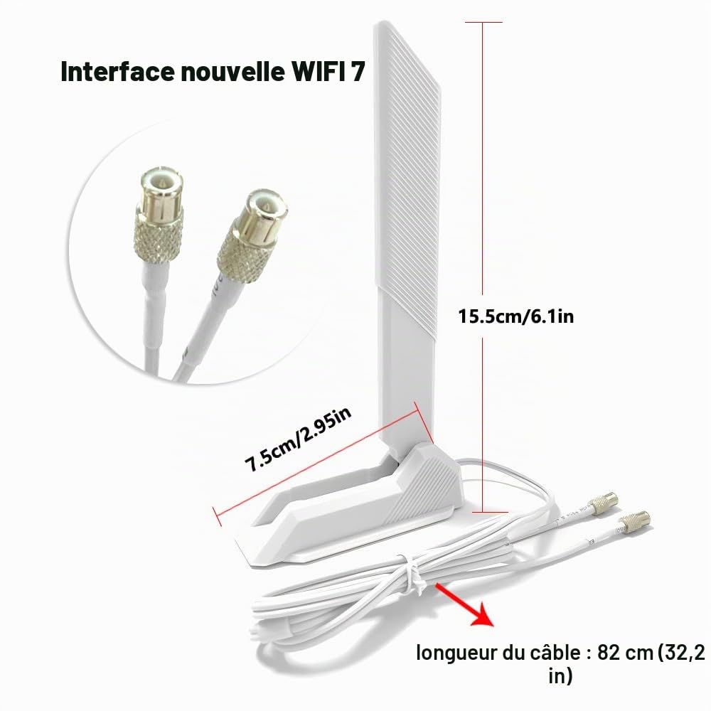 Antenne WiFi 7 Tri Band 2.4GHz 5GHz 6GHz Antenne Wifi pour MSI PRO Z790-A | MAX Z890-P Z890-S X870E-P B860-P B850 B840 H810I, B840 B850 Gaming Plus, MPG B850 Edge TI WiFi X870E. Edge