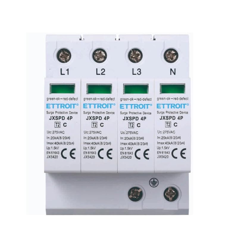 ETTROIT SCARICATORE LIMITATORE DI SOVRATENSIONE 2 MODULI TIPO T2 4P 20KA-40KA SPD A LIMITAZIONE PER BARRA DIN