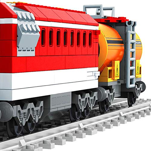VPPI Technik Zug Eisenbahn Bausatz, City Personenzug Bausteine Modell mit Schienen, 588 Teile City Güterzug… – Bild 4