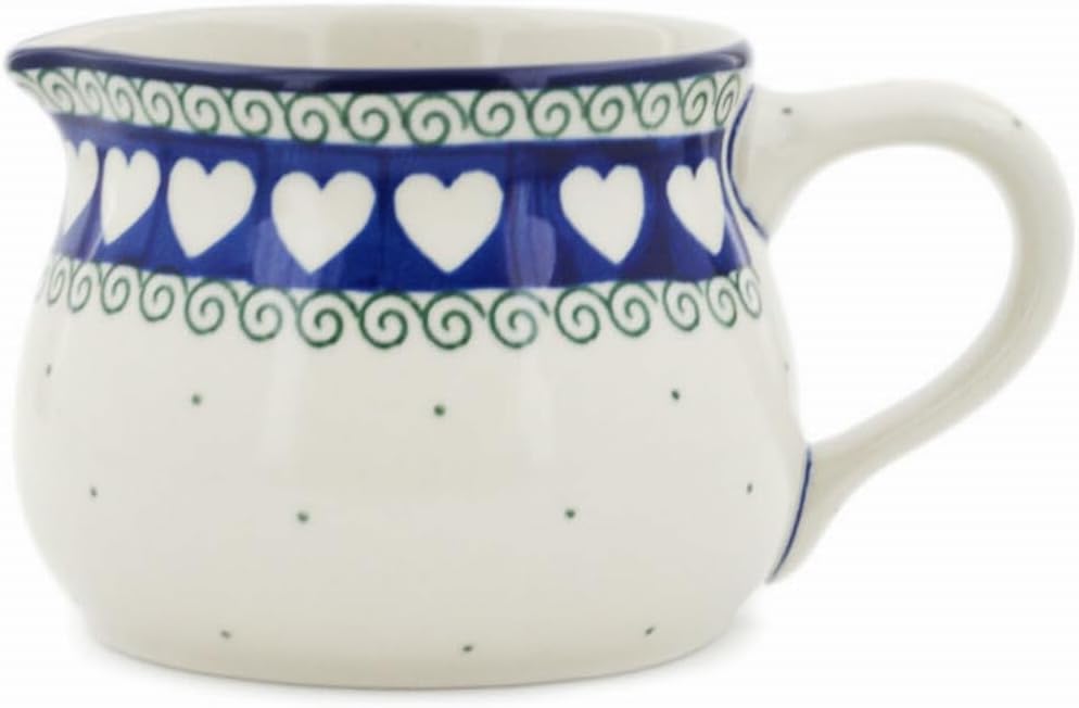 Polmedia Polish Pottery Creamer - Light Hearted Pattern Handmade in Boleslawiec Poland by Ceramika Artystyczna + Certificate of Authenticity