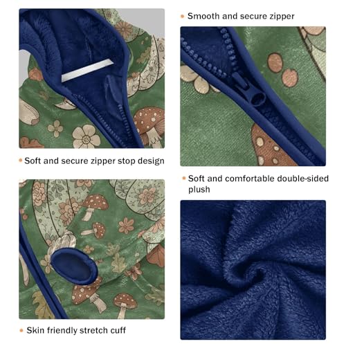 Pumpkin Floral Pattern on Green Toddler Fleece Jacket Girl Boys Hooded Fleece Jacket Coat Warm Outwear Zip-up 3-10T3