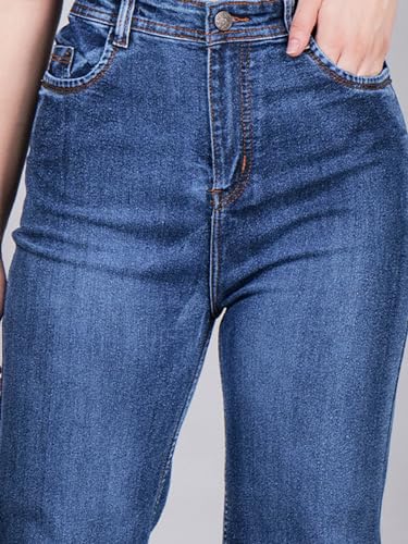 Image of Women's Reguler Fit Modern Regular High Rise Strechable Solid Clean Look Jeans- Dark Grey
