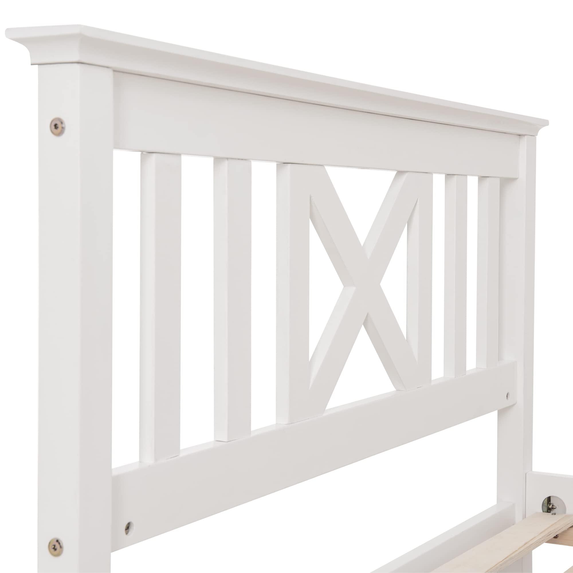 Merax Letto singolo in legno massello 90 x 200 cm, letto in legno con testiera e rete a doghe, struttura in stile rustico, letto per ragazzi e ragazzi, in pino massiccio, solo struttura del letto,