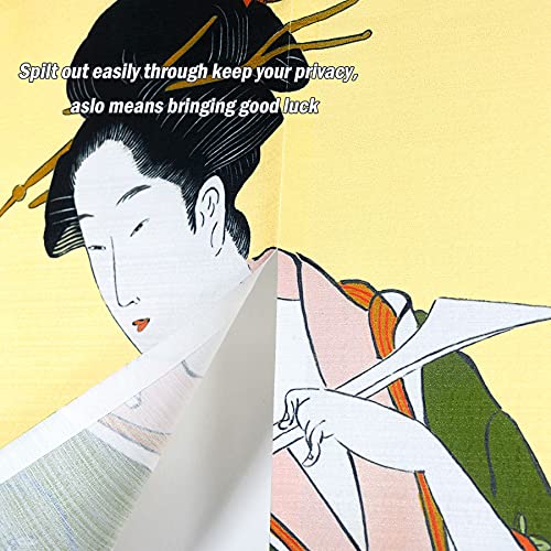 Ligicky Noren Japanese Style Doorway Curtain Ukiyoe Geisha Girl Painting Long Type Door Tapestry Asian Window Treatment For Home Sushi Kitchen Decoration 33.5" Width X 59" Long #TOP6