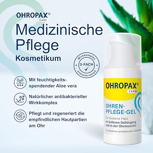 OHROPAX Ohren-Pflege-Gel – mit Aloe Vera und natürlichem antibakteriellem Wirkkomplex – Ohrengel für den äußeren Gehörgang und für die Ohrmuschel – ideal zur Pflege und Regeneration – 15 ml
